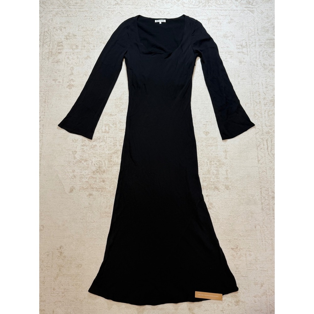 Reformation Black Long Sleeve Bell Cuff Scoop Neck Maxi Dress Size 6 NWT